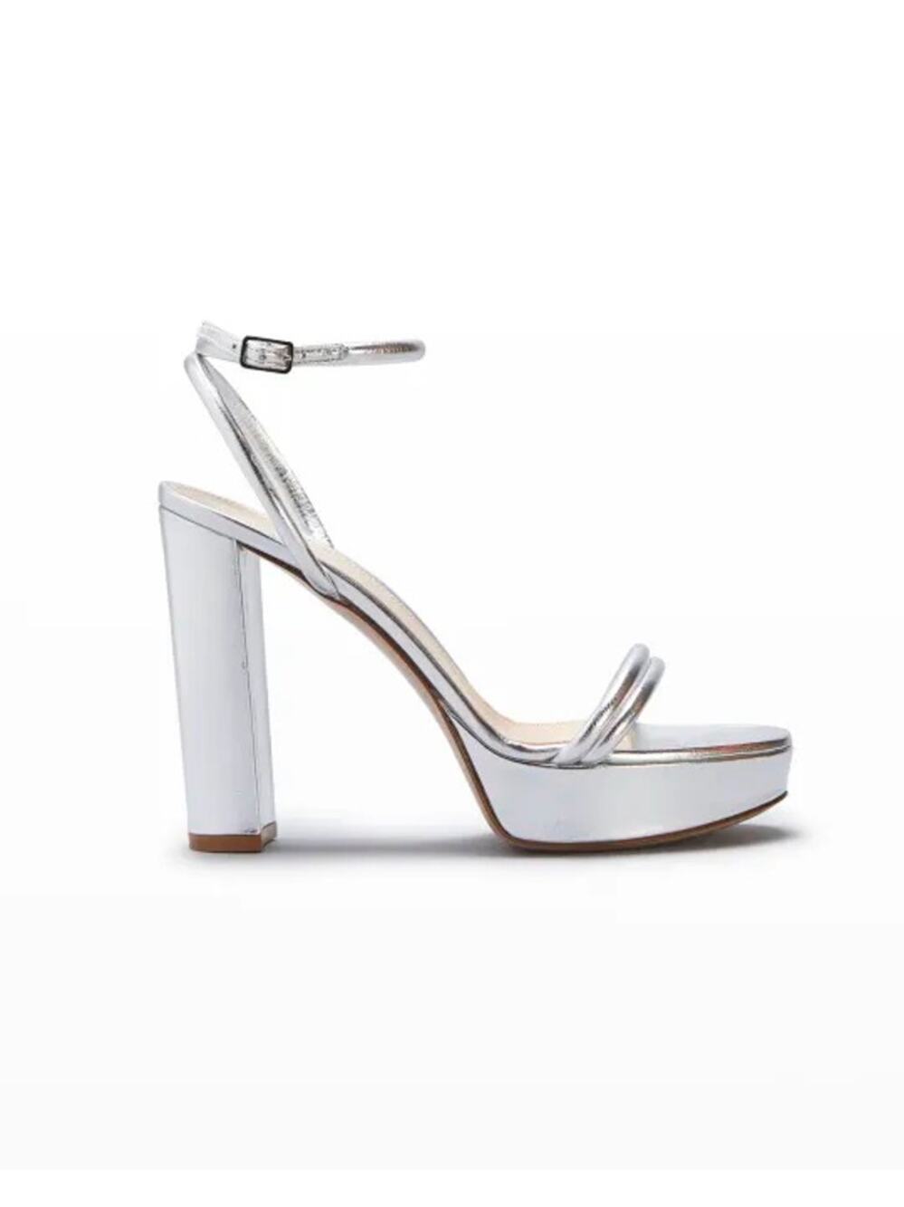 Gianvito Rossi Silver Platform Heel Sandals Size 38 EU 8 US